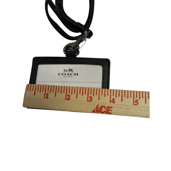 Coach ID Lanyard Charcoal Black Card Holder Signature Canvas Leather Trim NEW - Picture 4 of 6